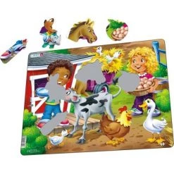 Springbok Larsen Farm Kid with Calf Children's Jigsaw Puzzle 15pc
