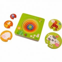 HABA On The Farm 5 Piece Wooden Puzzle with Layered Disks for Ages 12 Months and Up
