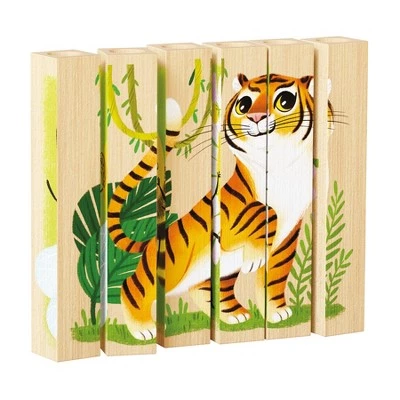 Quercetti Mix-N-Match Wood Puzzle, Endangered Animals 2 Quercetti Mix-N-Match Wood Puzzle, Endangered Animals - Image 2
