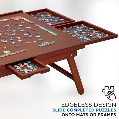 Jumbl 1500-Piece Puzzle Board Rack w/Mat | 27 x 35 Wooden Jigsaw Puzzle Table w/ 6 Storage & Sorting Drawers | Smooth Plateau Fiberboard Work Surface & Reinforced Hardwood | for Games & Puzzles 2 Jumbl 1500-Piece Puzzle Board Rack w/Mat | 27 x 35 Wooden Jigsaw Puzzle Table w/ 6 Storage & Sorting Drawers | Smooth Plateau Fiberboard Work Surface & Reinforced Hardwood | for Games & Puzzles - Image 2