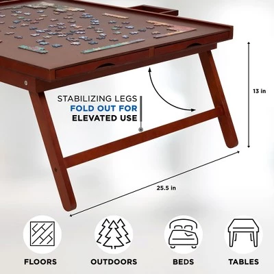 Jumbl 1500-Piece Puzzle Board Rack w/Mat | 27 x 35 Wooden Jigsaw Puzzle Table w/ 6 Storage & Sorting Drawers | Smooth Plateau Fiberboard Work Surface & Reinforced Hardwood | for Games & Puzzles 4 Jumbl 1500-Piece Puzzle Board Rack w/Mat | 27 x 35 Wooden Jigsaw Puzzle Table w/ 6 Storage & Sorting Drawers | Smooth Plateau Fiberboard Work Surface & Reinforced Hardwood | for Games & Puzzles - Image 4