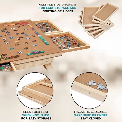 SkyMall Piece Puzzle Board Rack w/Mat | Wooden Jigsaw Puzzle Table w/ 6 Storage & Sorting Drawers | Smooth Plateau Fiberboard Work Surface & Reinforced Hardwood | for Games & Puzzles 5 SkyMall Piece Puzzle Board Rack w/Mat | Wooden Jigsaw Puzzle Table w/ 6 Storage & Sorting Drawers | Smooth Plateau Fiberboard Work Surface & Reinforced Hardwood | for Games & Puzzles - Image 5