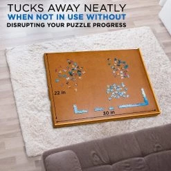 Jumbl Puzzle Board | 23” x 31” Wooden Jigsaw Puzzle Table w/ 4 Drawers |Puzzles Up to 1,000 Pieces