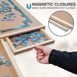 SkyMall Puzzle Board | Premium Wooden Jigsaw Puzzle Table with 4 Magnetic Removable Storage & Sorting Drawers | Smooth Plateau Work Surface & Reinforced Hardwood Construction -Puzzles Sales 2022 unnamed file 5718