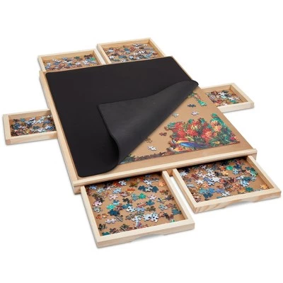 SkyMall 1000 Piece Puzzle Board w/Mat | Premium Wooden Jigsaw Puzzle Table with 6 Magnetic Removable Storage & Sorting Drawers | 23"x31" Smooth Plateau Work Surface & Reinforced Hardwood Construction 2 SkyMall 1000 Piece Puzzle Board w/Mat | Premium Wooden Jigsaw Puzzle Table with 6 Magnetic Removable Storage & Sorting Drawers | 23"x31" Smooth Plateau Work Surface & Reinforced Hardwood Construction - Image 2