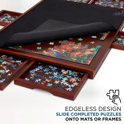 Jumbl 1000-Piece Puzzle Board w/Mat | 23 x 31 Wooden Jigsaw Puzzle Table w/ 6 Removable Storage & Sorting Drawers | Smooth Plateau Fiberboard Work Surface & Reinforced Hardwood | for Games & Puzzles 2 Jumbl 1000-Piece Puzzle Board w/Mat | 23 x 31 Wooden Jigsaw Puzzle Table w/ 6 Removable Storage & Sorting Drawers | Smooth Plateau Fiberboard Work Surface & Reinforced Hardwood | for Games & Puzzles - Image 2