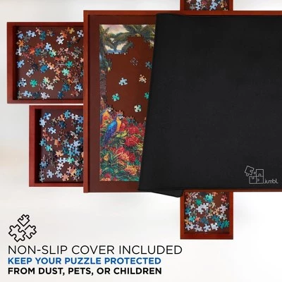 Jumbl 1000-Piece Puzzle Board w/Mat | 23 x 31 Wooden Jigsaw Puzzle Table w/ 6 Removable Storage & Sorting Drawers | Smooth Plateau Fiberboard Work Surface & Reinforced Hardwood | for Games & Puzzles 4 Jumbl 1000-Piece Puzzle Board w/Mat | 23 x 31 Wooden Jigsaw Puzzle Table w/ 6 Removable Storage & Sorting Drawers | Smooth Plateau Fiberboard Work Surface & Reinforced Hardwood | for Games & Puzzles - Image 4
