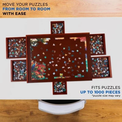 Jumbl 1000-Piece Puzzle Board w/Mat | 23 x 31 Wooden Jigsaw Puzzle Table w/ 6 Removable Storage & Sorting Drawers | Smooth Plateau Fiberboard Work Surface & Reinforced Hardwood | for Games & Puzzles 5 Jumbl 1000-Piece Puzzle Board w/Mat | 23 x 31 Wooden Jigsaw Puzzle Table w/ 6 Removable Storage & Sorting Drawers | Smooth Plateau Fiberboard Work Surface & Reinforced Hardwood | for Games & Puzzles - Image 5