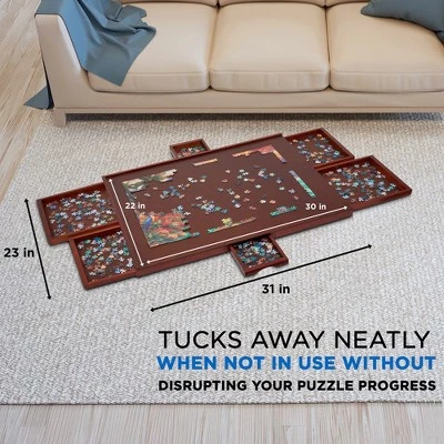 Jumbl 1000-Piece Puzzle Board w/Mat | 23 x 31 Wooden Jigsaw Puzzle Table w/ 6 Removable Storage & Sorting Drawers | Smooth Plateau Fiberboard Work Surface & Reinforced Hardwood | for Games & Puzzles 7 Jumbl 1000-Piece Puzzle Board w/Mat | 23 x 31 Wooden Jigsaw Puzzle Table w/ 6 Removable Storage & Sorting Drawers | Smooth Plateau Fiberboard Work Surface & Reinforced Hardwood | for Games & Puzzles - Image 7