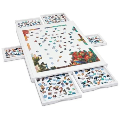 Jumbl 1000-Piece Puzzle Board w/Mat | 23 x 31 Wooden Jigsaw Puzzle Table w/ 6 Removable Storage & Sorting Drawers | Smooth Plateau Fiberboard Work Surface & Reinforced Hardwood | for Games & Puzzles 9 Jumbl 1000-Piece Puzzle Board w/Mat | 23 x 31 Wooden Jigsaw Puzzle Table w/ 6 Removable Storage & Sorting Drawers | Smooth Plateau Fiberboard Work Surface & Reinforced Hardwood | for Games & Puzzles - Image 9