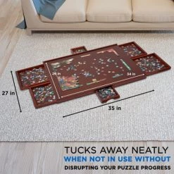 Jumbl 1500-Piece Puzzle Board w/Mat | 27 x 35 Wooden Jigsaw Puzzle Table w/6 Removable Storage & Sorting Drawers | Smooth Plateau Fiberboard Work Surface & Reinforced Hardwood | for Games & Puzzles -Puzzles Sales 2022 unnamed file 5747
