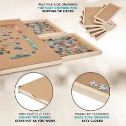 SkyMall 1500 Piece Puzzle Board w/Mat | Premium Wooden Jigsaw Puzzle Table with 6 Magnetic Removable Storage & Sorting Drawers | 27"x35" Smooth Plateau Work Surface & Reinforced Hardwood Construction -Puzzles Sales 2022 unnamed file 5755