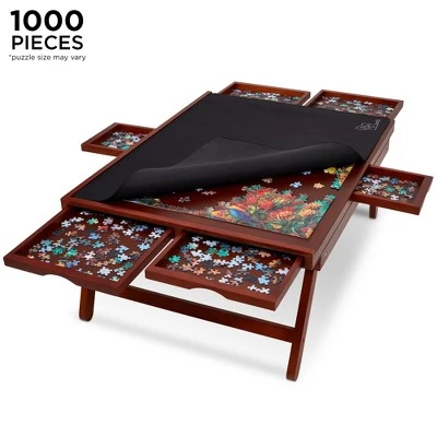 Jumbl 1000-Piece Puzzle Board Rack w/Mat | 23 x 31 Wooden Jigsaw Puzzle Table w/ 6 Storage & Sorting Drawers | Smooth Plateau Fiberboard Work Surface & Reinforced Hardwood | for Games & Puzzles 1 Jumbl 1000-Piece Puzzle Board Rack w/Mat | 23 x 31 Wooden Jigsaw Puzzle Table w/ 6 Storage & Sorting Drawers | Smooth Plateau Fiberboard Work Surface & Reinforced Hardwood | for Games & Puzzles