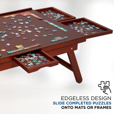Jumbl 1000-Piece Puzzle Board Rack w/Mat | 23 x 31 Wooden Jigsaw Puzzle Table w/ 6 Storage & Sorting Drawers | Smooth Plateau Fiberboard Work Surface & Reinforced Hardwood | for Games & Puzzles 2 Jumbl 1000-Piece Puzzle Board Rack w/Mat | 23 x 31 Wooden Jigsaw Puzzle Table w/ 6 Storage & Sorting Drawers | Smooth Plateau Fiberboard Work Surface & Reinforced Hardwood | for Games & Puzzles - Image 2