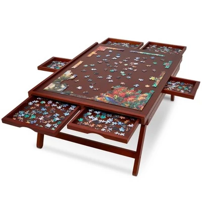 Jumbl 1000-Piece Puzzle Board Rack w/Mat | 23 x 31 Wooden Jigsaw Puzzle Table w/ 6 Storage & Sorting Drawers | Smooth Plateau Fiberboard Work Surface & Reinforced Hardwood | for Games & Puzzles 8 Jumbl 1000-Piece Puzzle Board Rack w/Mat | 23 x 31 Wooden Jigsaw Puzzle Table w/ 6 Storage & Sorting Drawers | Smooth Plateau Fiberboard Work Surface & Reinforced Hardwood | for Games & Puzzles - Image 8