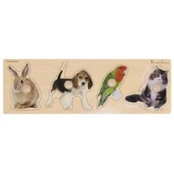 Edushape Large Knob Animal Puzzles - 2 Sets with 4 Animals - 12 Months and Up