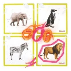 Kaplan Early Learning Company Kaplan Early Learning Friendly Wild and Pet Animal Lacing Boards - Set of 12