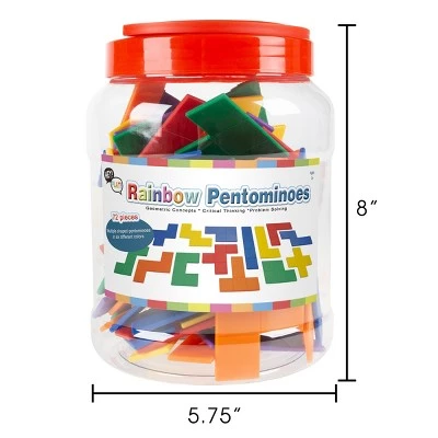 Rainbow Pentominoes-72-Piece Set Bright Colorful Scored Plastic Tile Puzzle with Storage Case-Fun Educational STEM Activity for Kids by Toy Time 1 Rainbow Pentominoes-72-Piece Set Bright Colorful Scored Plastic Tile Puzzle with Storage Case-Fun Educational STEM Activity for Kids by Toy Time