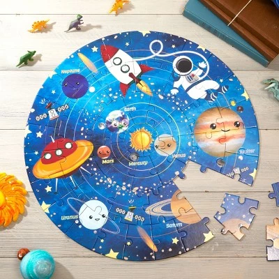 Blue Panda 48 Piece Solar System Floor Puzzle, Round Outer Space Jigsaw Toy for Kids Playroom, 19 In 1 Blue Panda 48 Piece Solar System Floor Puzzle, Round Outer Space Jigsaw Toy for Kids Playroom, 19 In
