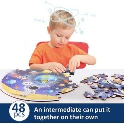 iPlay, iLearn Solar System Floor Puzzle, Round Wooden Jigsaw Puzzle with Large Pieces, Space & Planets Educational Toy, 48 Pieces, For Kids Ages 3-12 -Puzzles Sales 2022 unnamed file 702