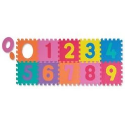 WonderFoam Numbers Puzzle Mat, Assorted Colors, 10" x 10", 20 Pieces/10 Squares