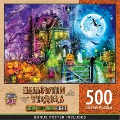 MasterPieces 500 Piece Glow in the Dark Halloween Jigsaw Puzzle - Halloween Terrors - 15"x21"